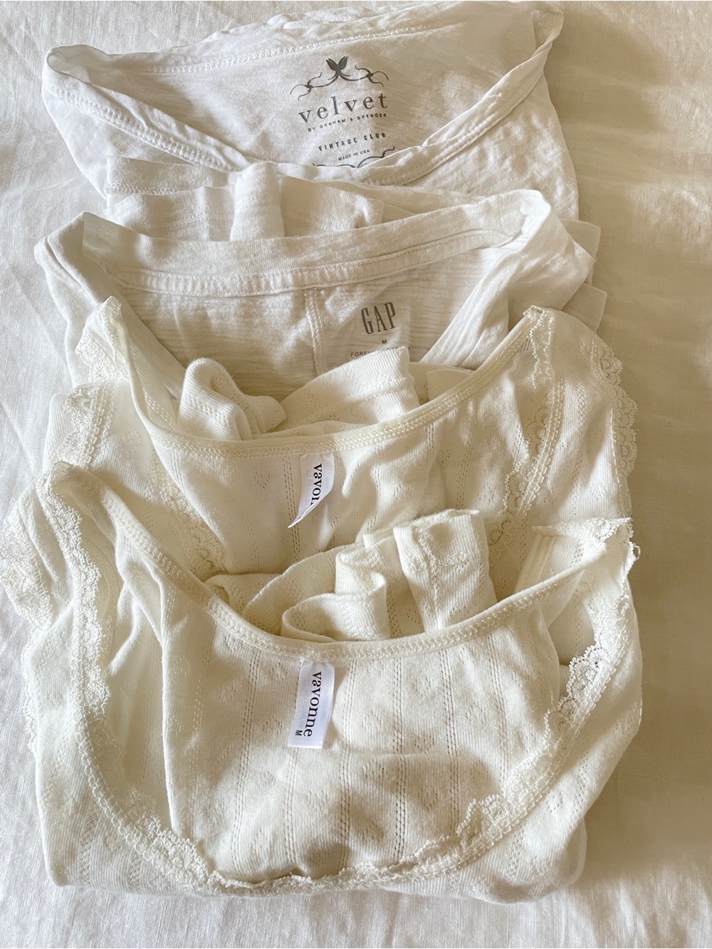 Velvet Ivory Lace Trim Layering Chemise Tank